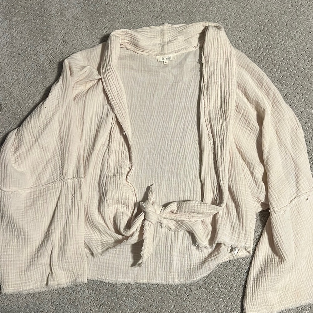 la miel gauze tie top